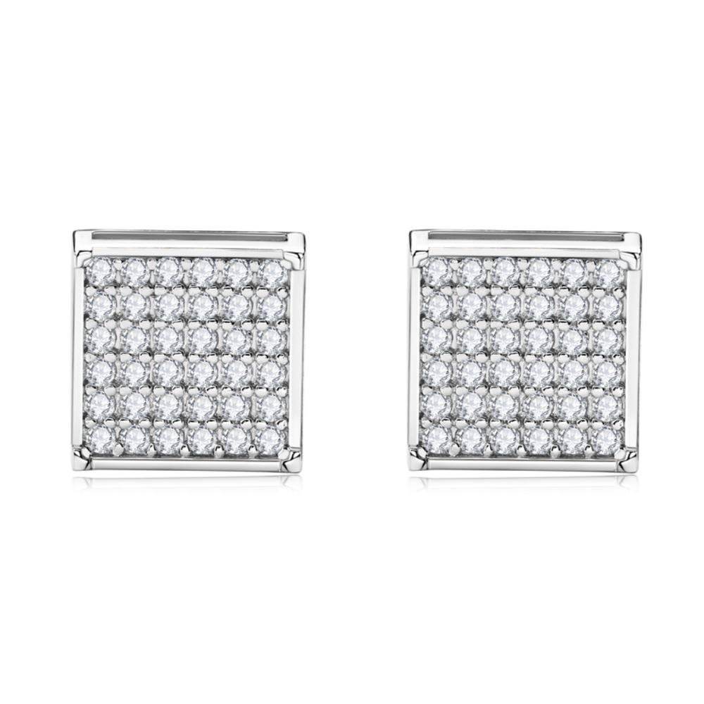 Sterling silver diamond earrings men or women